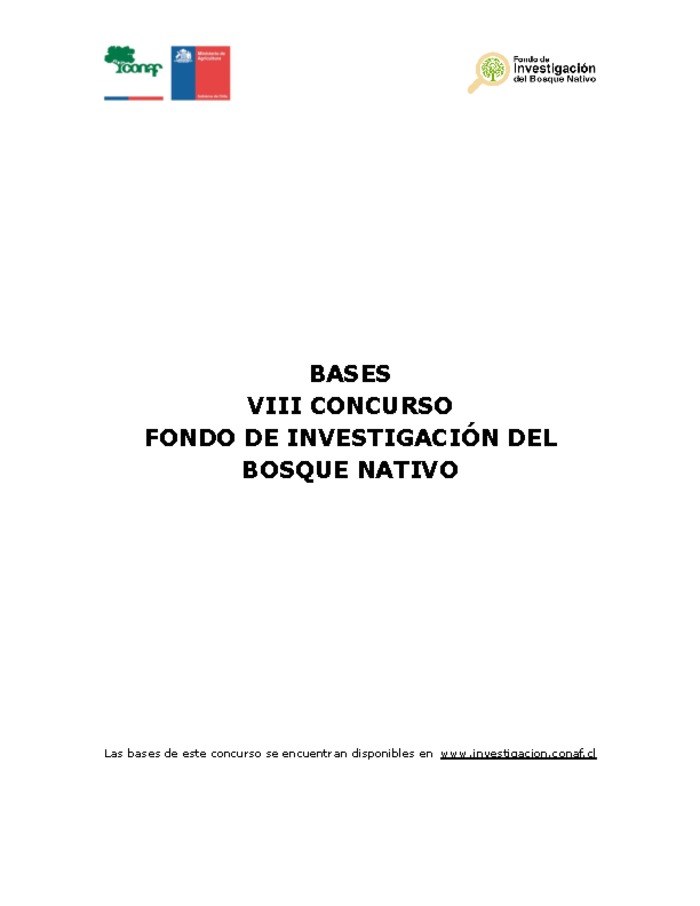 Bases VIII Concurso Fondo de Investigación del Bosque Nativo (2016)